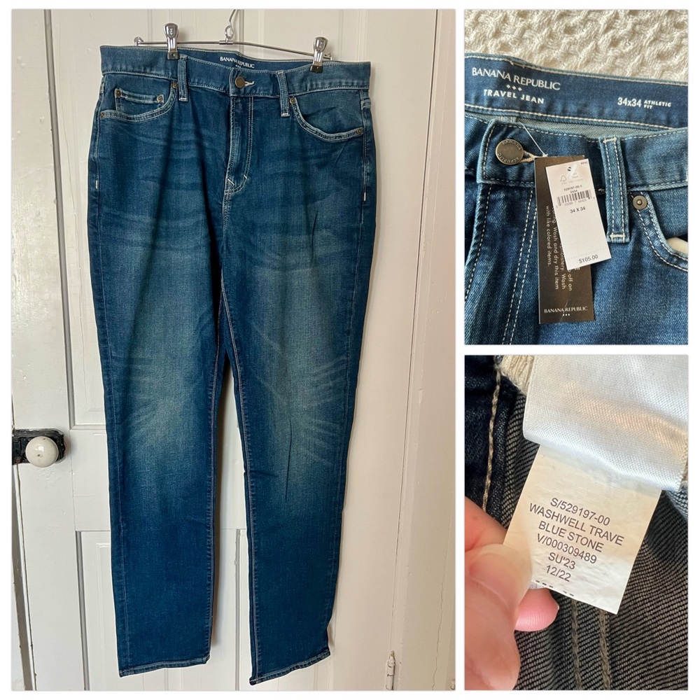 Banana Republic Men's Travel Wellwash Blue Jeans NWT 34x34